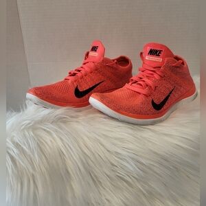 Nike Free Neon Orange Sneakers, Size 6